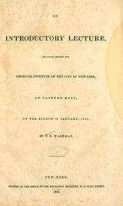 Cover of: An introductory lecture by Thaddeus Burr Wakeman