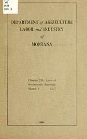 Cover of: Department of agriculture, labor and industry of Montana.