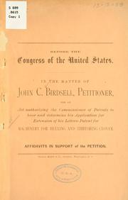 Before the Congress of the United States by John C. Birdsell