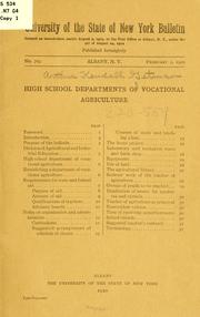 Cover of: High school department of vocational agriculture 