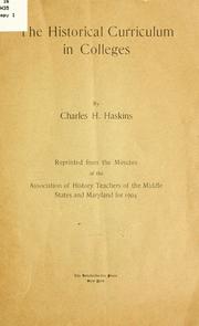 Cover of: The historical curriculum in colleges by 