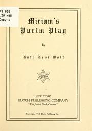 Cover of: Miriam's purim play ...