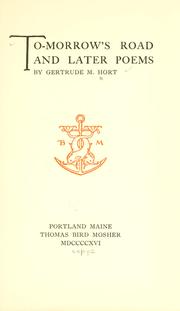 Cover of: To-morrow's road, and later poems