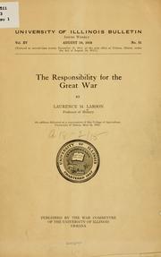 Cover of: The responsibility for the great war