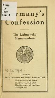 Cover of: Germany's confession.