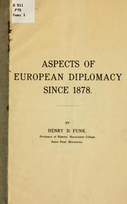 Cover of: Aspects of European diplomacy since 1878