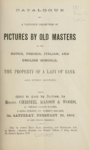 Cover of: Pictures by old masters of the Dutch, French, Italian, and English schools.