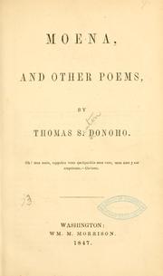Cover of: Moena, and other poems by T. Seaton Donoho