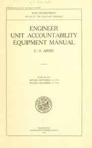 Cover of: Engineer unit accountability equipment manual, U. S. army.