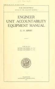 Cover of: Engineer unit accountability equipment manual, U. S. army. by United States Department of War