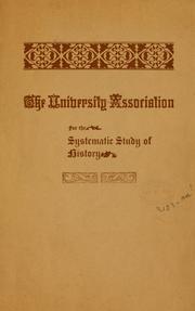 Cover of: List of officers and instructors, plan of work | University association for the systematic study of history, Chicago