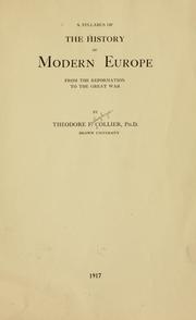 Cover of: A syllabus of the history of modern Europe: from the reformation to the great war