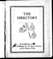Cover of: Directory of the members of the Sons of England for the city of Ottawa and the Ottawa Valley