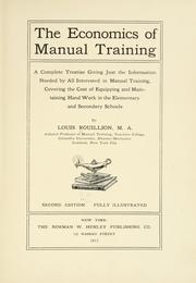 Cover of: economics of manual training