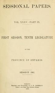 Cover of: ONTARIO SESSIONAL PAPERS. by Ontario. Legislative Assembly.