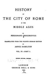 Cover of: History of the City of Rome in the Middle Ages
