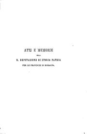 Cover of: Atti e memorie by Deputazione di storia patria per le province di Romagna, Deputazione di storia patria per le province di Romagna