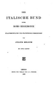 Cover of: Der italische Bund unter Roms Hegemonie: Staatsrechtliche und statistische Forschungen