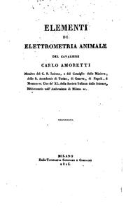 Cover of: Elementi di elettrometria animale by Carlo Amoretti