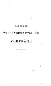 Cover of: Populäre wissenschaftliche Vorträge