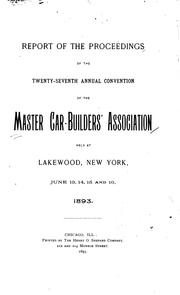 Cover of Report of the Proceedings of the ... Annual Convention of the Master-Car ..