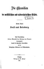 Cover of: Die Chroniken der Westfälischen und niederrheinischen Städte: Auf ...