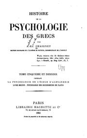 Cover of: Histoire de la psychologie des Grecs by Anthelme Édouard Chaignet