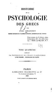 Cover of: Histoire de la psychologie des Grecs