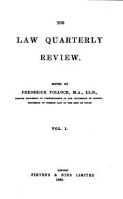 Cover of: THE LAW QUARTERLY REVIEW.
