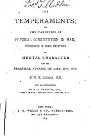 Cover of: The Temperaments: Or, The Varieties of Physical Constitution in Man ...