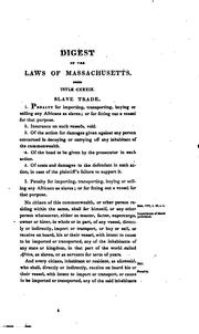 Cover of: A Compendium and Digest of the Laws of Massachusetts