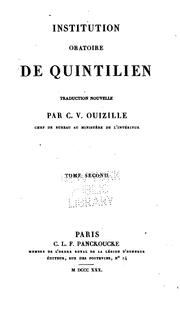 Cover of: Institution oratioire de Quintilien