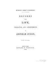 Cover of: Burmah's Great Missionary: Records of the Life, Character, and Achievements of Adoniram Judson