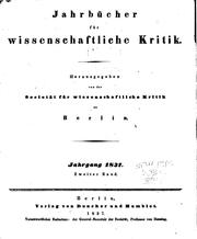 Cover of: Jahrbücher für wissenschaftliche Kritik