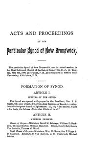 Cover of: Minutes of the Particular Synod of New Brunswick: Convened at ...