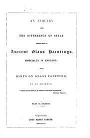 Cover of: An Inquiry Into the Difference of Style Observable in Ancient Glass ... by Charles Winston