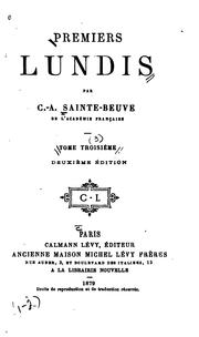 Cover of: Premiers lundis by Charles Augustin Sainte-Beuve