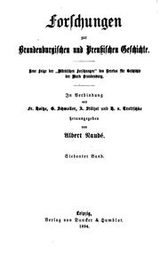 Cover of: Forschungen zur Brandenburgischen und preussischen Geschichte