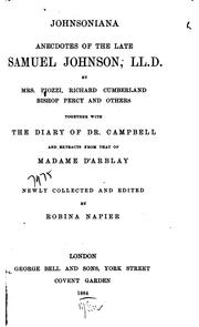 Cover of: Johnsoniana: Anecdotes of the Late Samuel Johnson