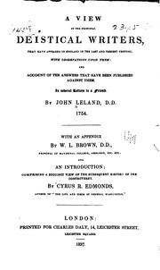Cover of: A View of the Principal Deistical Writers by John Leland undifferentiated