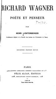 Cover of: Richard Wagner: poète et penseur