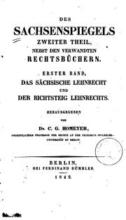 Cover of: Des Sachsenspiegels erster[und zweiter] Theil... by Karl Gustav Homeyer
