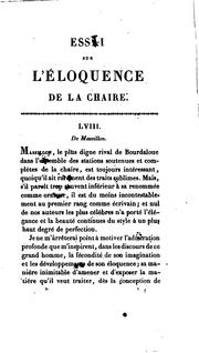 Cover of: Essai sur l'éloquence de la chaire, panégyriques, éloge et discours
