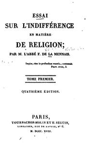 Cover of: Essai sur l'indifférence en matière de religion ...