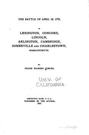 Cover of: The Battle of April 19, 1775: In Lexington, Concord, Lincoln, Arlington ...