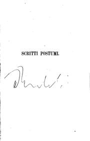 Cover of: Scritti postumi di Massimo d'Azeglio by Massimo d'Azeglio, Matteo Ricci