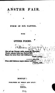 Cover of: Anster Fair: A Poem in Six Cantos. With Other Poems by William Tennant