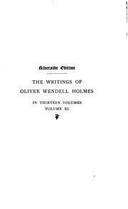 Cover of: THE POETICAL WORKS OF OLIVER WENDEL HOLMES