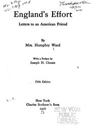 Cover of: England's Effort: Letters to an American Friend