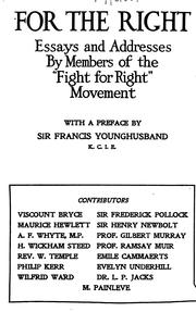 Cover of: For the Right: Essays and Addresses by Members of the "Fight for Right Movement."